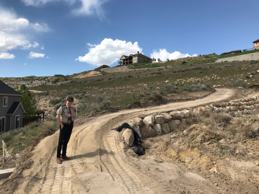Ethan Blood, a 15-year-old Boy Scout who lives along Traverse Mountain in Lehi, came up with a very ambitious project to help ensure the safety of kids in the neighborhood. He organized the building of a trail so students would have a safe way to walk to Ignite Entrepreneurship Academy, a newly built charter school at 1650 W. Traverse Terrace Drive. (Photo: Courtesy Ethan Blood)