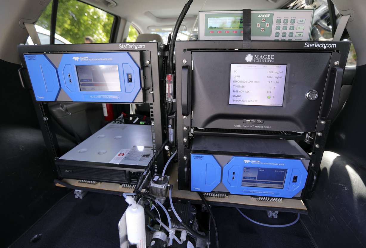 Air quality monitoring equipment that will map air pollution sit in the back of Google Street View car at the University of Utah in Salt Lake City, on Tuesday, May 14, 2019. (Photo: Kristin Murphy, KSL)