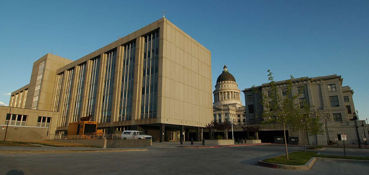 State office building in the foreground left with the Utah State Capitol in the background at center and the House Office Building at right. (Photo: Ray Boren, KSL, File)