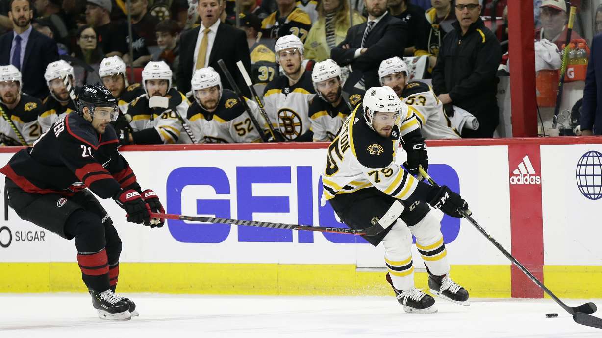 Bruins beat Carolina 2-1, take 3-0 series lead