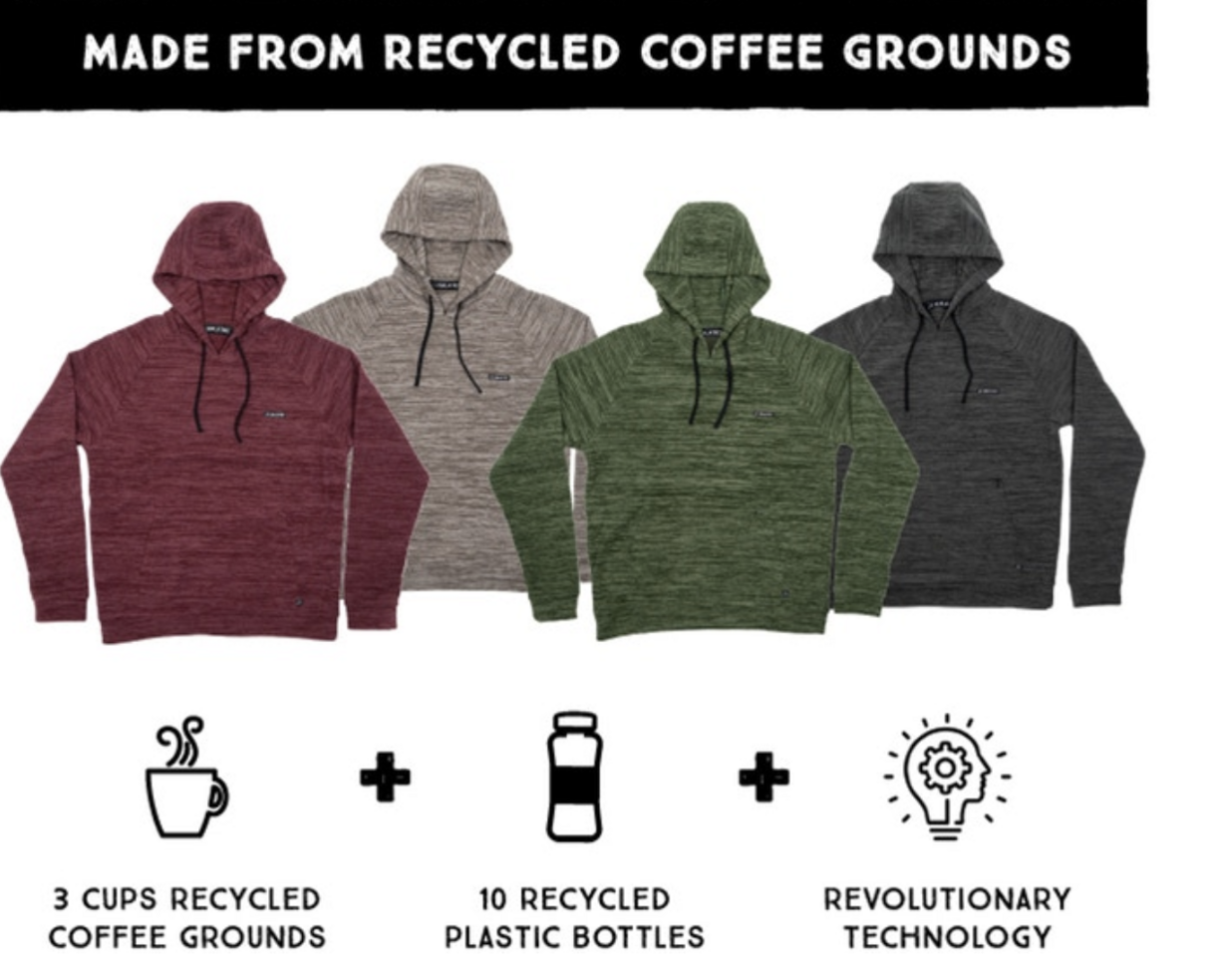 Coalatree created a hoodie made from coffee grounds and plastic bottles that also prevents against pickpocketing, wicks away sweat and offers UV ray protection. (Photo: via Indiegogo)