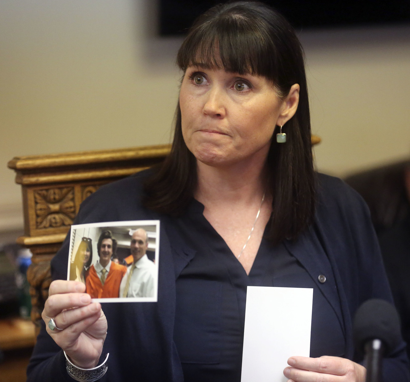 Tiffany James holds up a photo of her son, Zane James, at a news conference about a civil rights complaint she and her husband are filing alleging excessive force by Cottonwood Heights police in the 2018 shooting that killed their 19-year-old son, at Sykes McAllister Law Offices in Salt Lake City on Thursday, May 16, 2019. (Photo: Kristin Murphy, KSL)