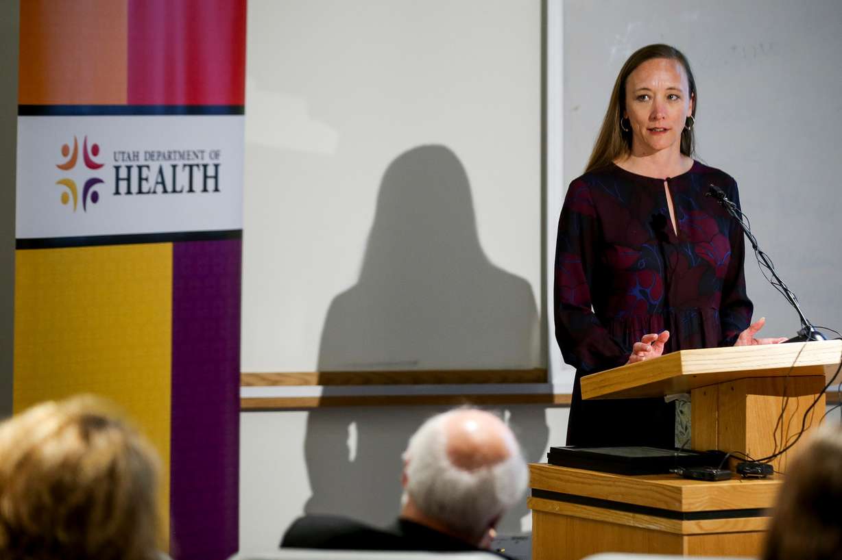 Certified midwife Heidi Sylvester speaks at an event celebrating 35 years of the Pregnancy Risk Line call center at a Utah Department of Health office in Millcreek on Friday, May 17, 2019. (Photo: Spenser Heaps, KSL)