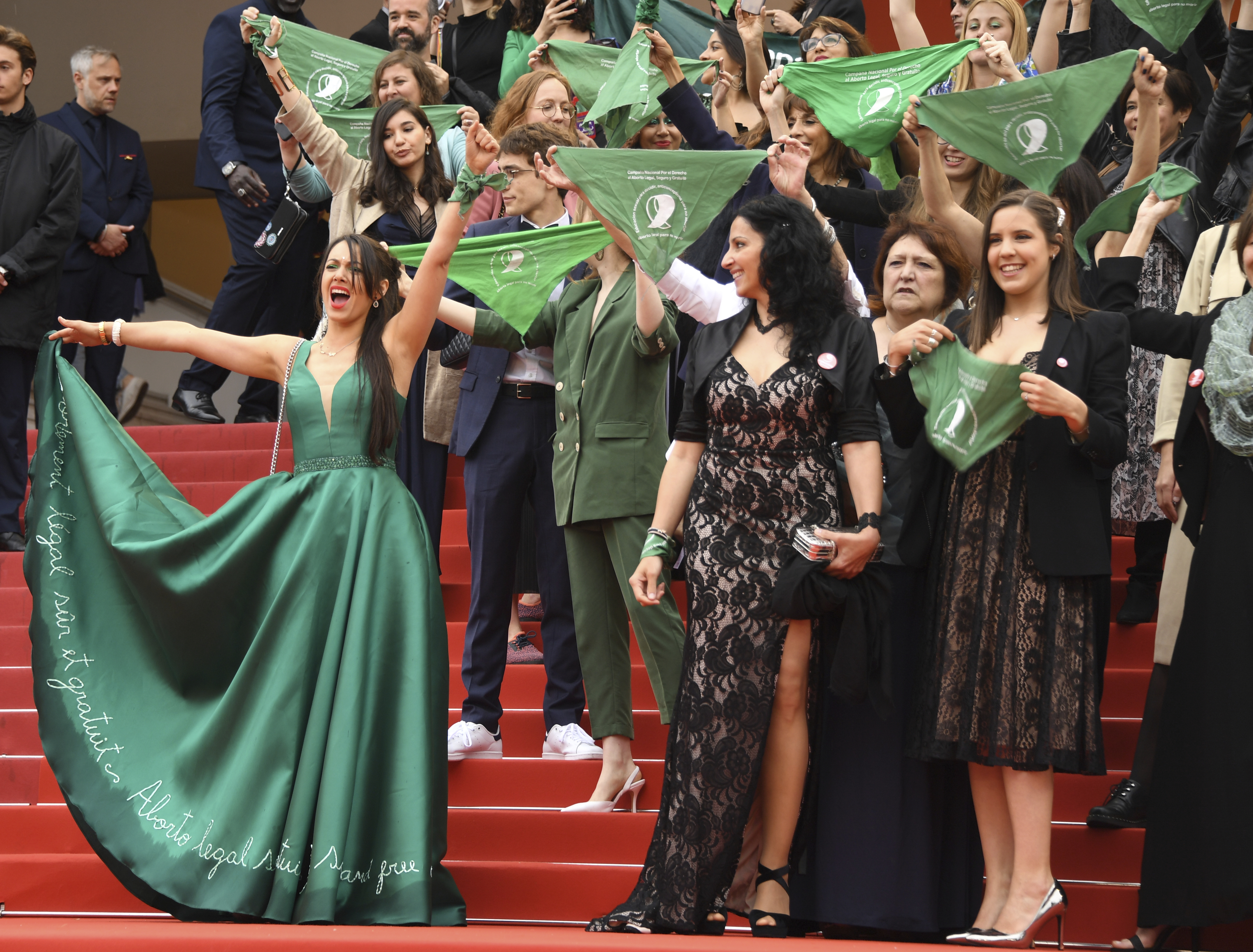 Abortion rights demonstration held on Cannes red carpet