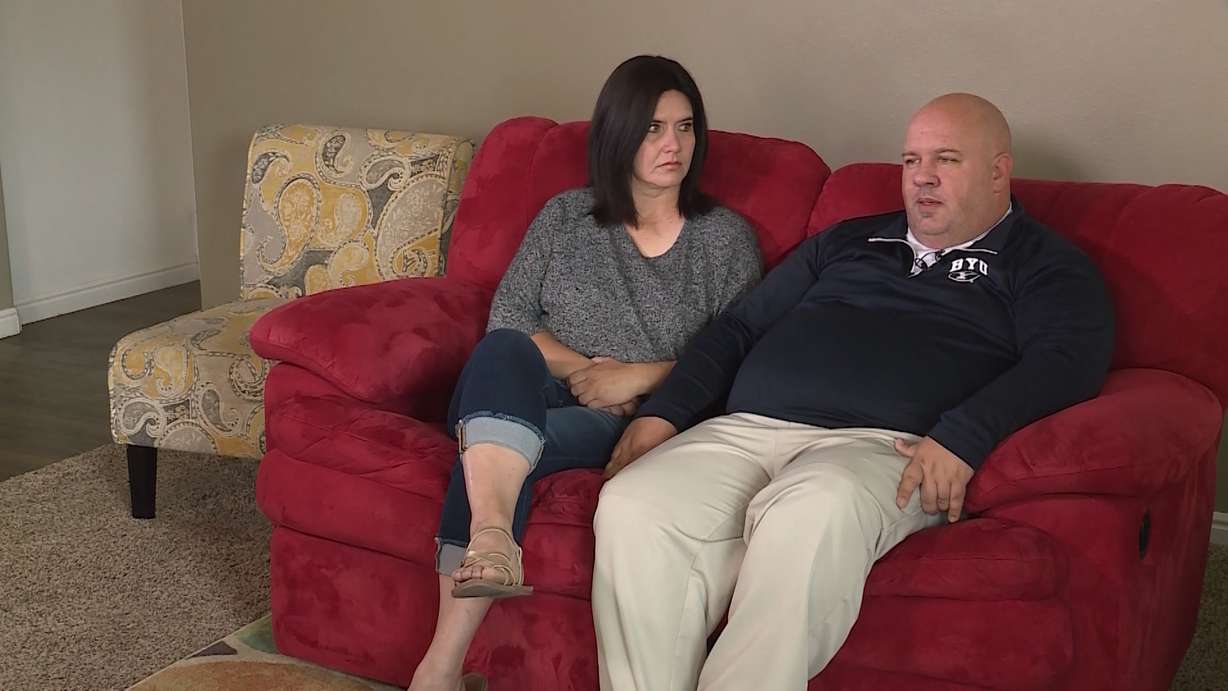 Tooele County resident Brian Endicott and his wife, Shelly, talk to KSL TV about how Brian pulled a woman from a wrecked car along I-80 late Thursday night. They said the woman's car spun out of control in heavy rain and went off an embankment near the Great Salt Lake Marina. The woman was not injured. (Photo: Shelly Mathis Wolf)