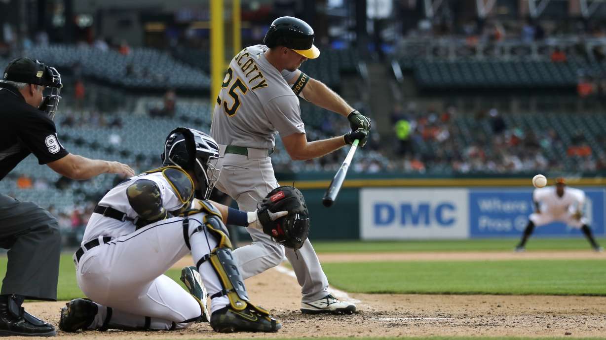Athletics-Tigers game suspended in 7th with A's up 5-3
