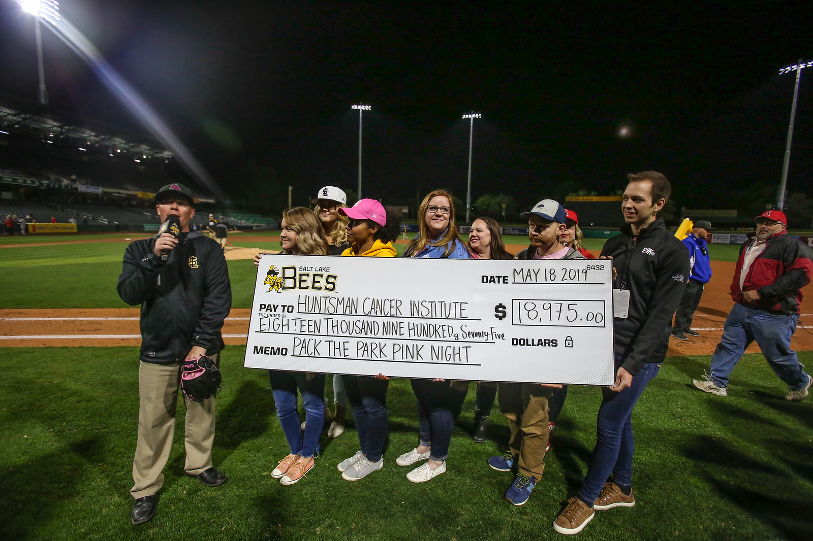 The Salt Lake Bees hosted their annual Pack the Park Pink Night on Saturday, May 18, 2019. The names on the back of the jerseys represented individuals who were fighting or had fought cancer. (Asay Photography/Salt Lake Bees)