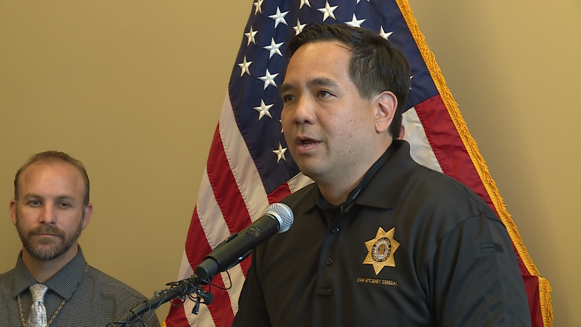 Utah Attorney General Sean Reyes participated in a press conference Monday, May 20, 2019, in which his office announced the names of 13 people who were arrested last week following an undercover operation by the Internet Crimes Against Children task force. But rather than child pornography, this operation targeted adults who were preying on children online. (Photo: Mark Wetzel, KSL TV)