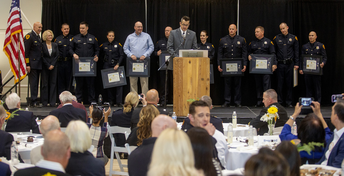 Recipients receive a Special Recognition Award during the 39th annual Salt Lake City Police Awards Luncheon at the Utah State Fairpark in Salt Lake City on Tuesday, May 21, 2019. (Photo: Scott G Winterton, KSL)