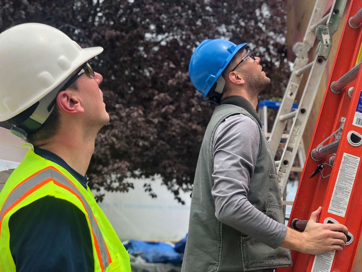 Architects help build a tiny home at Architectural Nexus in Salt Lake City on Thursday, May 16, 2019. Photo: Whitney Evans, KSL.com