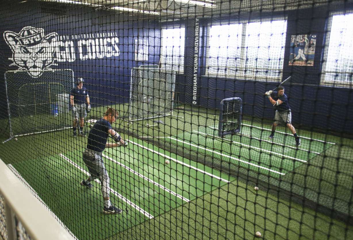 Jackson Cluff, shown taking batting practice during the BYU Cougars baseball team practice Monday, May 20, 2019, was an all-WCC first-team selection as a sophomore. But head coach Mike Littlewood expects him to be taken in the upcoming MLB amateur draft in June. (Photo: Silas Walker, KSL)