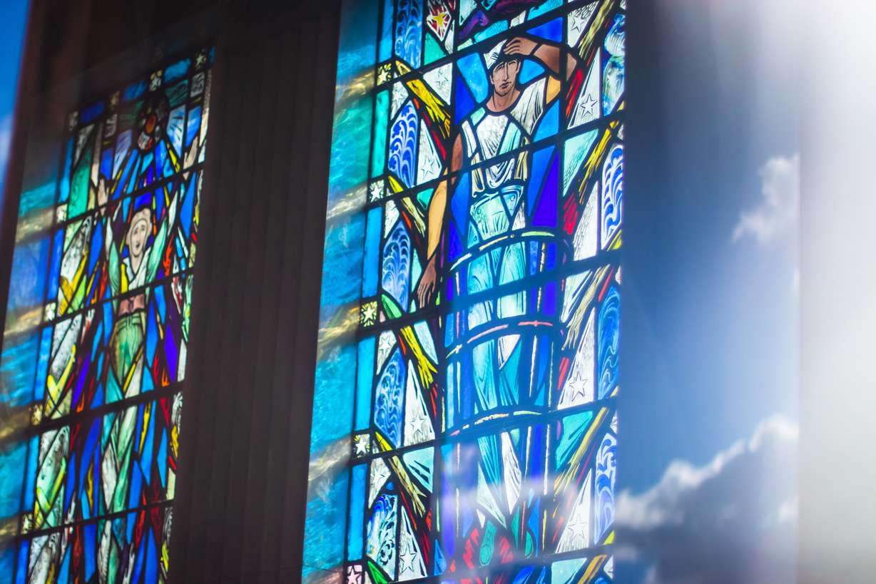A view of one of the stained glass windows from outside the Meditation Chapel at Memory Grove in Salt Lake City on Tuesday, Nov. 6, 2018. (Photo: Carter Williams, KSL.com, File)