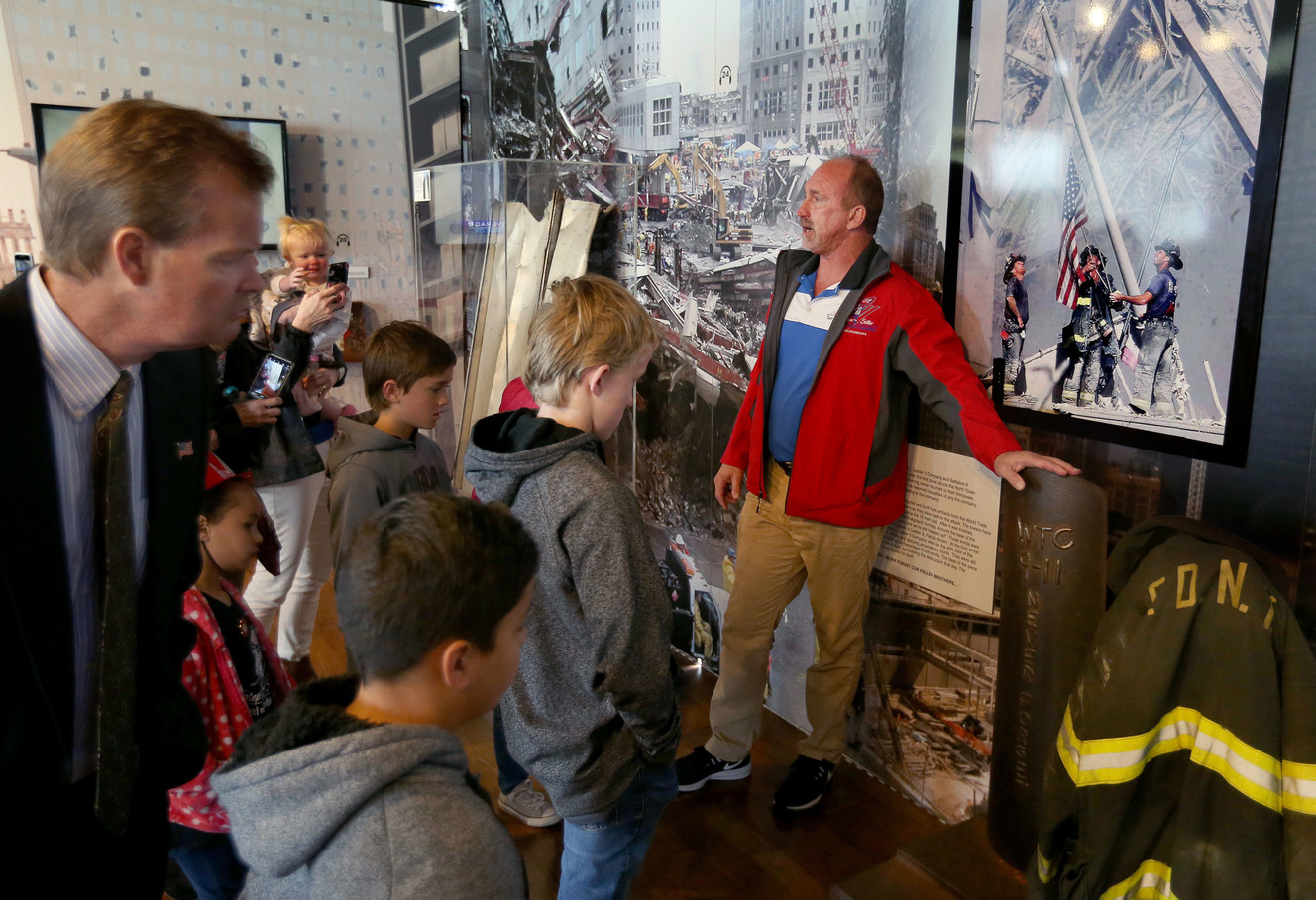 Billy Puckett leads a tour of the 9/11 Never Forget Mobile Exhibit at Centennial Park in West Valley City on Thursday, May 23, 2019. (Photo: Laura Seitz, KSL)
