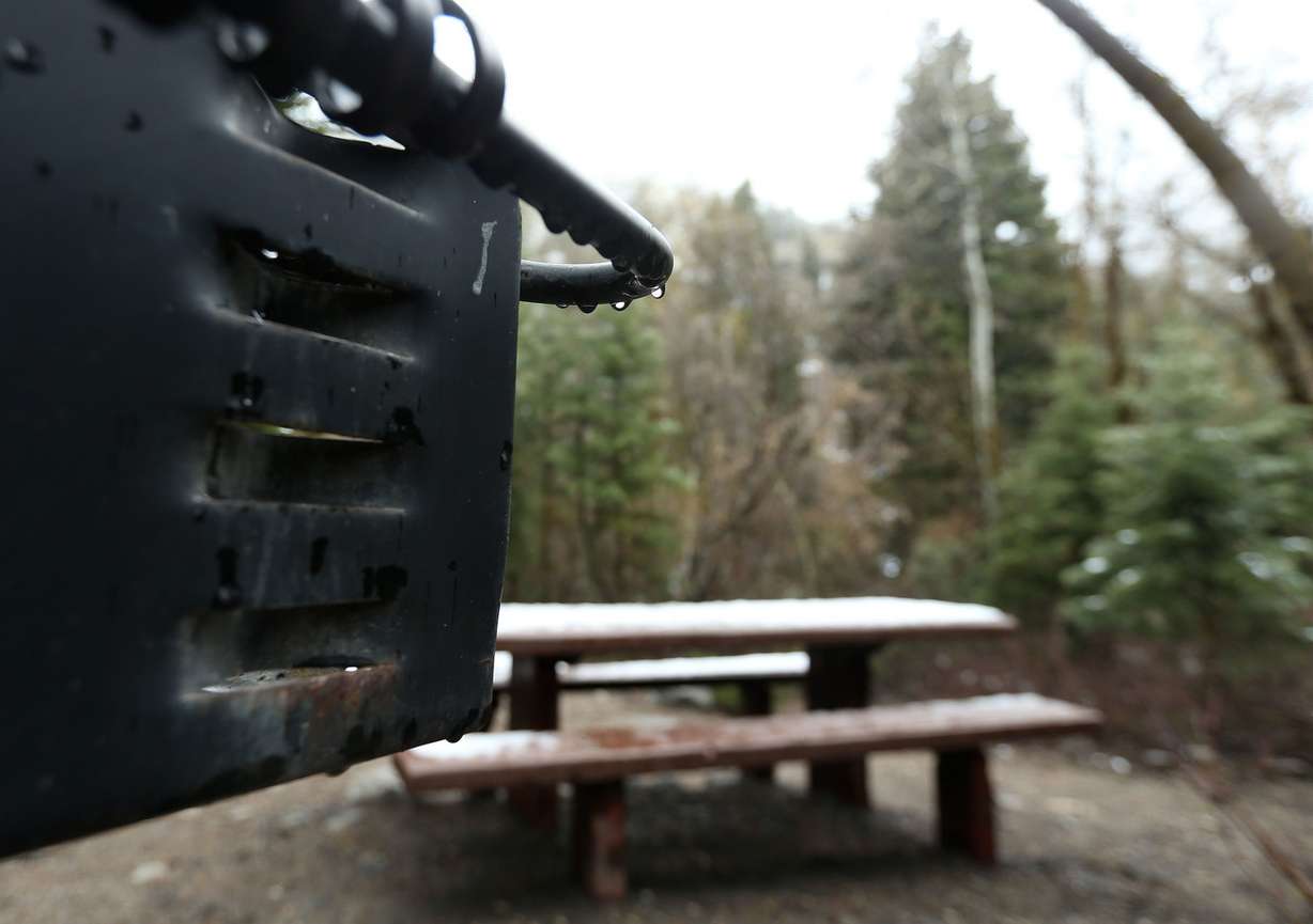 Patches of snow remain at Tanners Flat Campground in Little Cottonwood Canyon on Wednesday, May 22, 2019. Photo: Laura Seitz, KSL