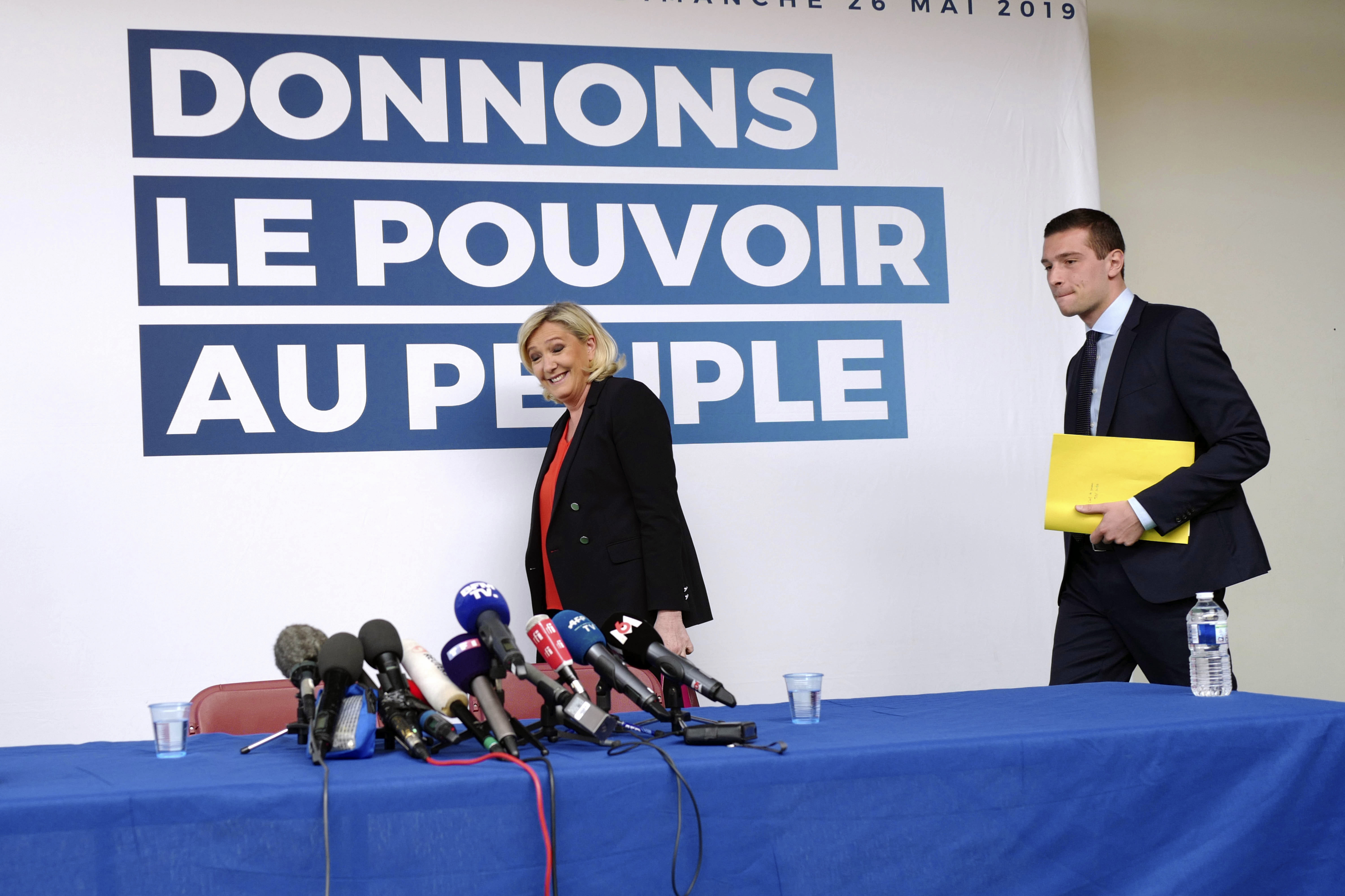 French far-right leader says EU vote a referendum on Macron