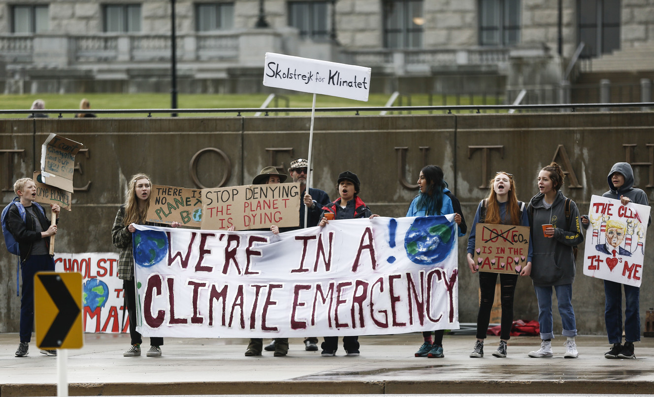 Utah students attend the second Global Youth Climate Strike at the Capitol in Salt Lake City on Friday, May 24, 2019. (Photo: Silas Walker, KSL)