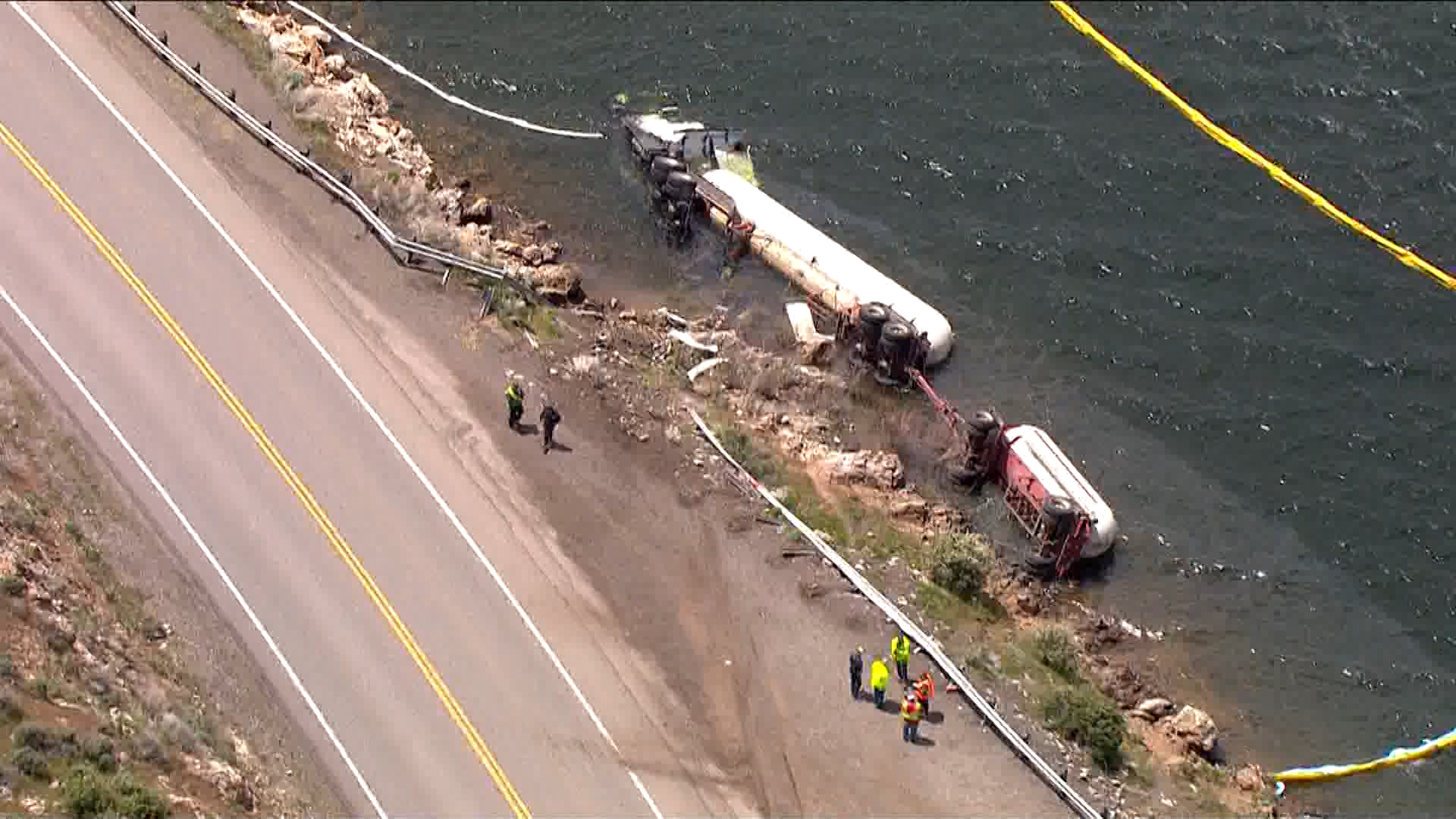 Tanker truck rolls into Deer Creek Reservoir; US 189 open