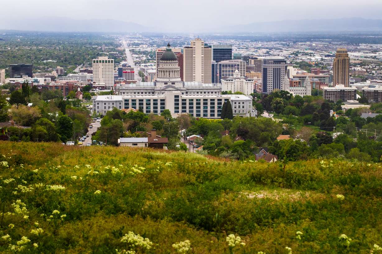 A storm moves over Salt Lake City on Sunday, May 19, 2019. More participation has been recorded in Salt Lake City's meteorological spring than all of the 2018 water year, according to National Weather Service data.