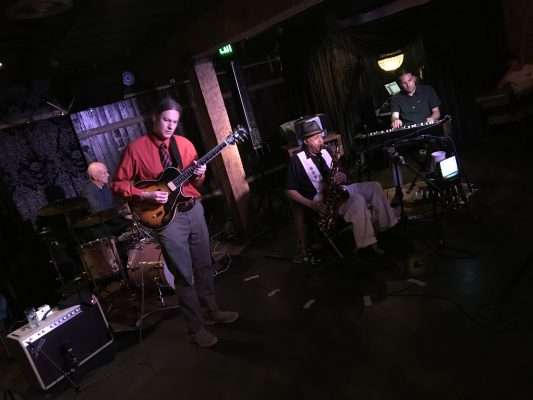 The Joe McQueen Quartet performs at the Rabbit Hole, 155 W. 200 South in Salt Lake City, on May 15, 2019. Saxophonist McQueen turns 100 on May 30 and has shows scheduled well beyond his milestone birthday. (Photo: KSL TV)