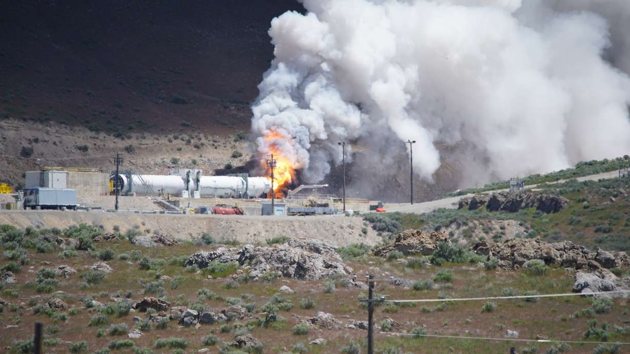 Northrop Grumman's OmegA, the company’s new intermediate/heavy-class rocket for national security missions, is pictured at the company's testing facility in Promontory, Box Elder County on Thursday, May 30, 2019. (Photo: Wade Bricknell)