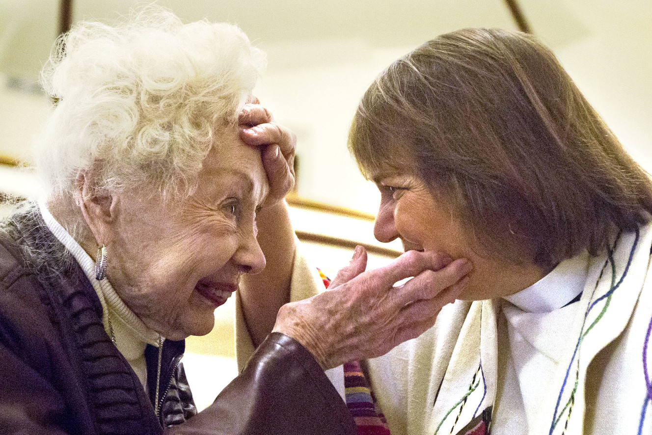 Bishop Karen Oliveto, left, serves as guest preacher at First United Methodist Church in Salt Lake City on Sunday, Jan. 13, 2019. Photo: Silas Walker, KSL