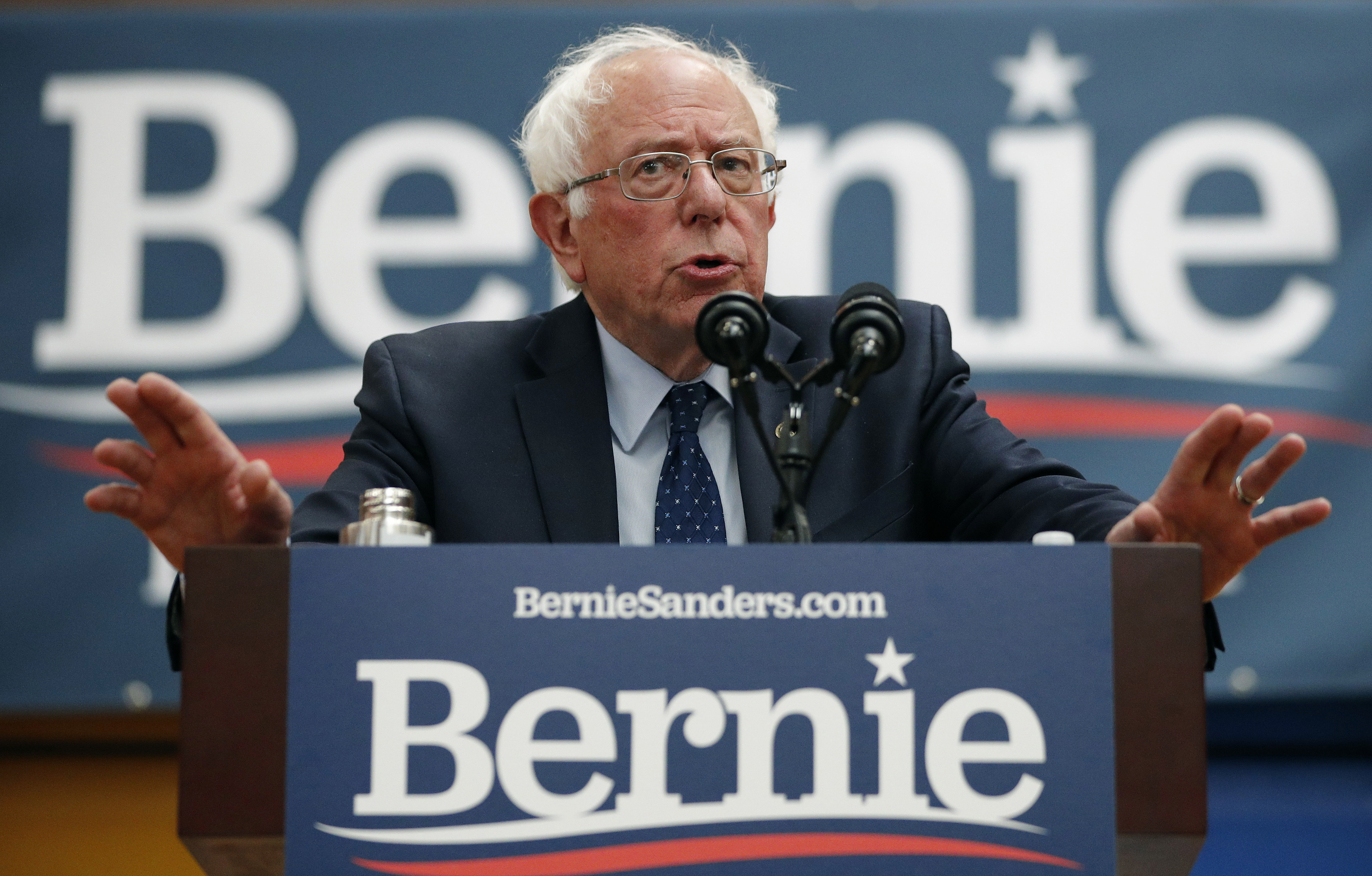 FILE - In this Thursday, May 30, 2019 file photo, Democratic presidential candidate Sen. Bernie Sanders, I-Vt., speaks at a campaign event, in Las Vegas; The Associated Press
