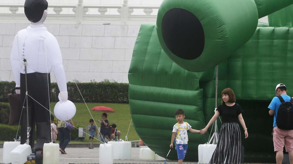 Inflatable 'Tank Man' in Taiwan marks Tiananmen protests