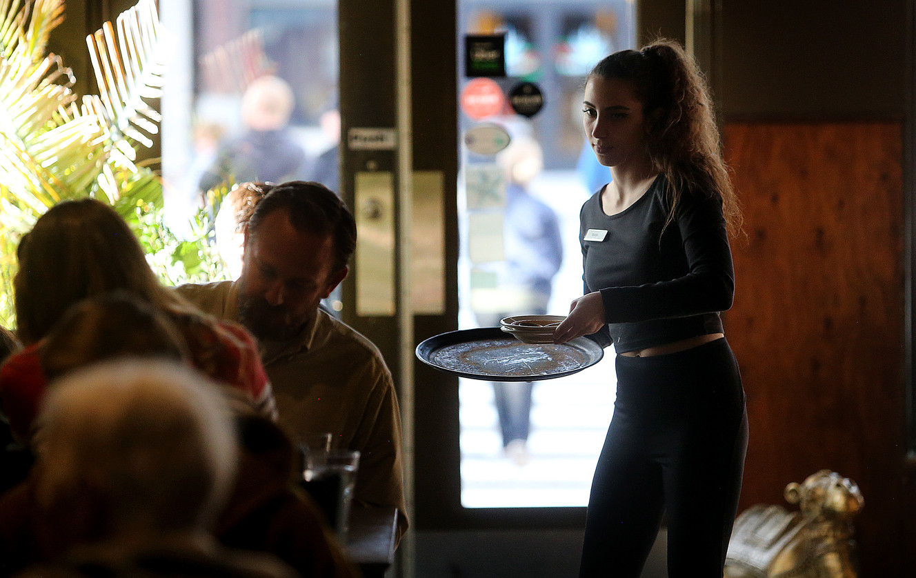 Karina Daghlian, daughter of Raffi and Marlen Daghlian, owners of Cedars of Lebanon, works on Friday, May 24, 2019. The Salt Lake City restaurant is preparing to close after 38 years in business. (Photo: Scott G Winterton, KSL)