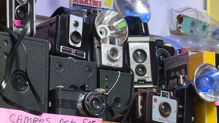 Antique cameras are pictured inside Jitterbug Antiques, located at 243 E. 300 South in Salt Lake City. (Photo: KSL TV)