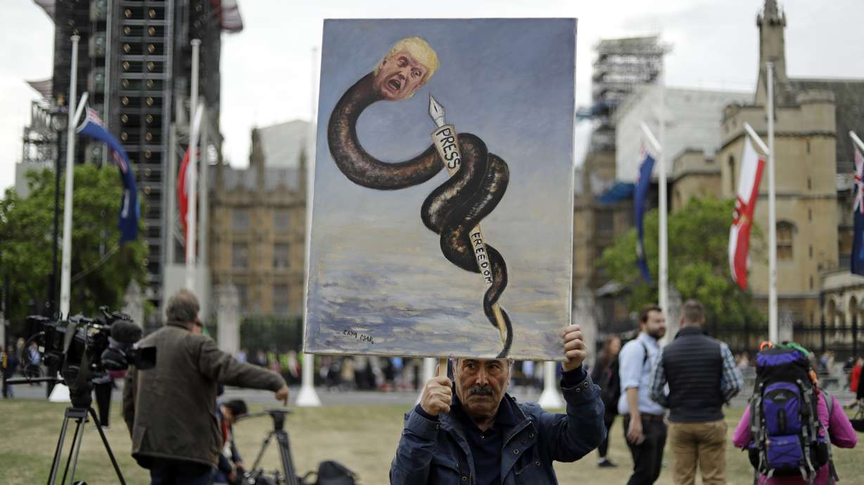 Trump baby blimp flies in London as protests greet president
