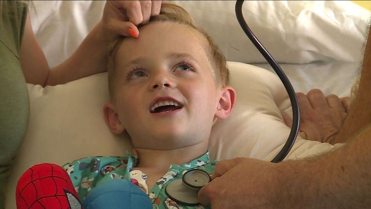 Luke Burnett is pictured at Timpanogos Regional Hospital on Wednesday, June 5, 2019. Luke is still feeling stomach pain a day after dozens of people were sickened from chlorine exposure at Pleasant Grove Veterans Memorial Pool. (Photo: KSL TV)