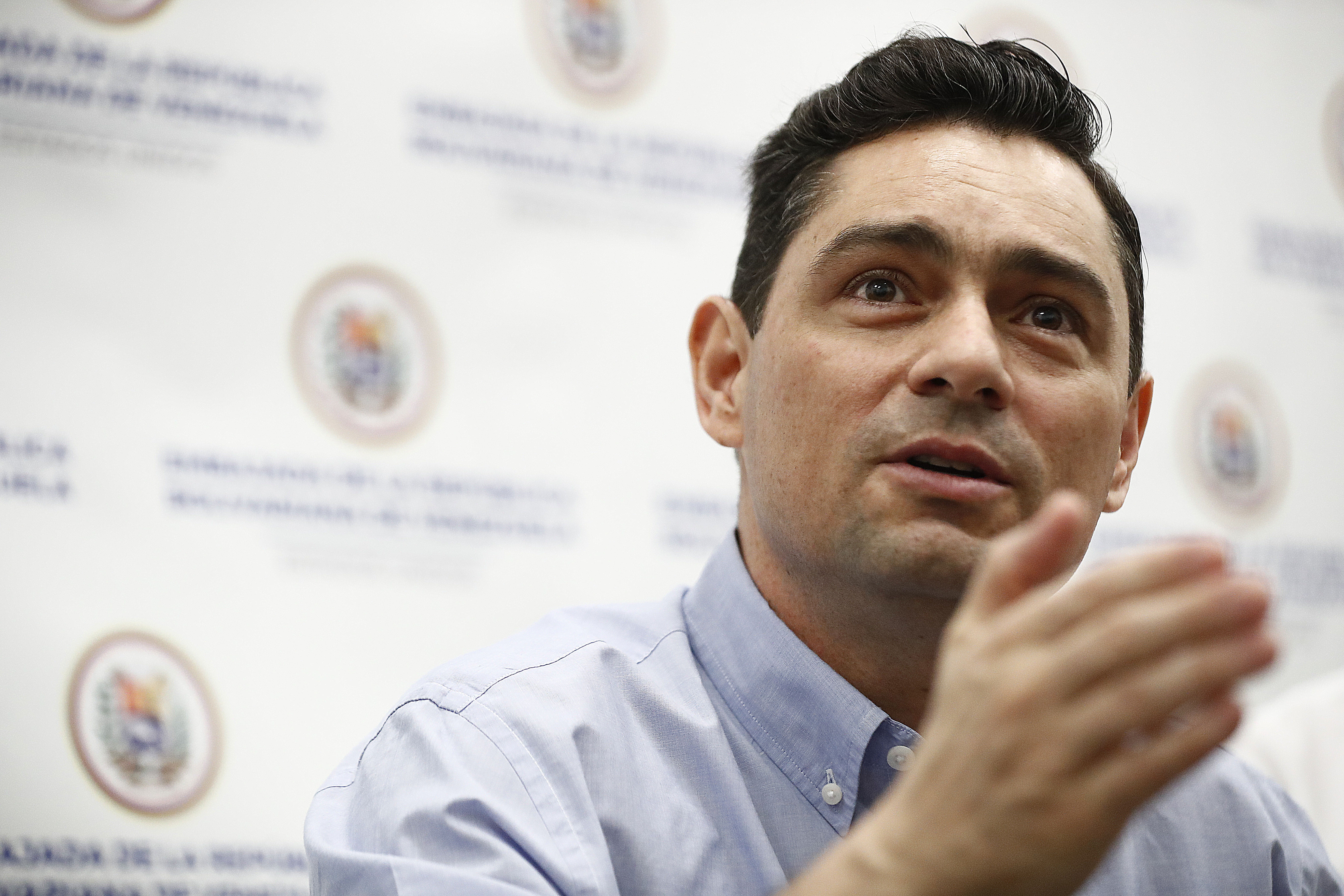 Carlos Vecchio, who the U.S. recognizes as Venezuela's ambassador, speaks during a news conference on June 11, 2019, in Miami. Vecchio visited Utah on Thursday.