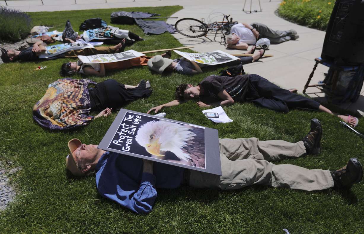 People protest an auction of 10,000 acres of public land for oil and gas drilling near the Great Salt Lake and Hogup Mountains in Box Elder County during a rally at the Capitol in Salt Lake City on Tuesday, June 11, 2019. (Photo: Kristin Murphy, KSL)