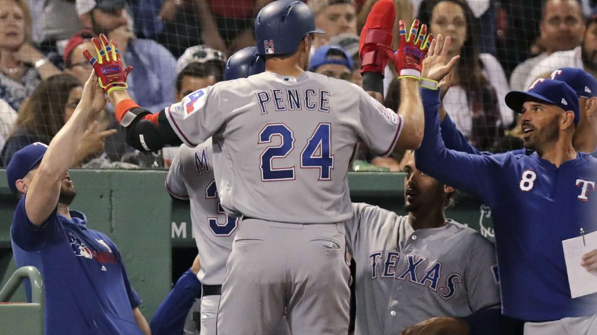 Pence hits inside-the-park HR, Rangers beat Red Sox 9-5