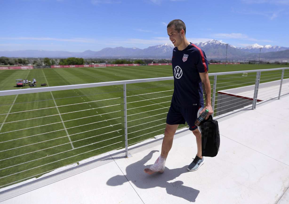Real Salt Lake defender Aaron Herrera leaves a US U-23 men's training camp practice at the Zions Bank Real Academy training center in Herriman on Wednesday, June 12, 2019. (Photo: Kristin Murphy, KSL)