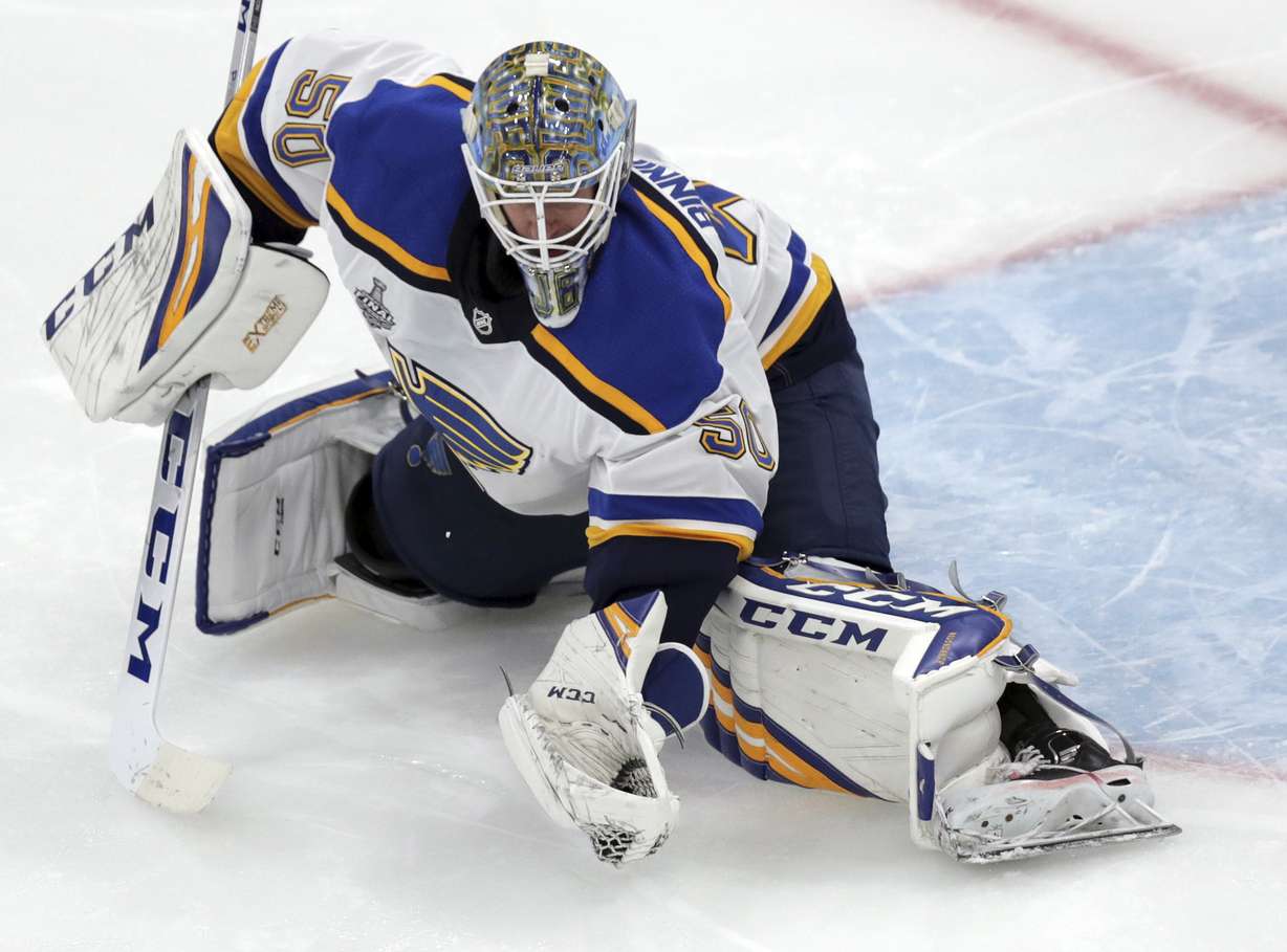 St. Louis Blues goaltender Jordan Binnington catches the puck during the third period in Game 7 of the NHL hockey Stanley Cup Final against the Boston Bruins, Wednesday, June 12, 2019, in Boston. (Photo: Charles Krupa, AP)
