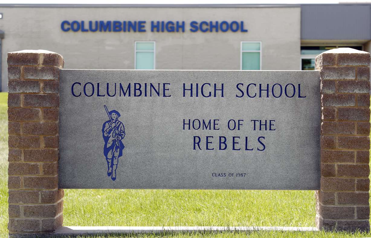 Signs outside Columbine High School are photographed, Thursday, June 13, 2019, in Littleton, Colo. Photo: David Zalubowski, AP Photo