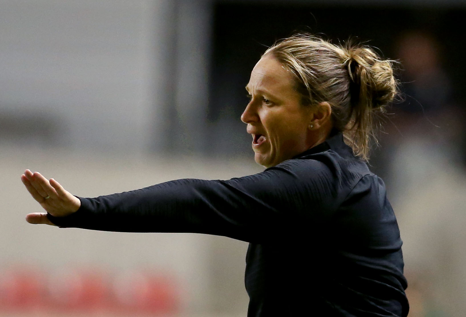 Utah Royals FC head coach Laura Harvey directs her players during the game against Chicago at Rio Tinto Stadium in Sandy on Friday, May 3, 2019. (Photo: Laura Seitz, KSL)