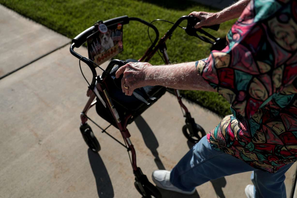 Jim Broadwater, 97, takes his morning walk outside of the Sagewood at Daybreak senior living center in South Jordan on Saturday, May 25, 2019. (Photo: Spenser Heaps, KSL)