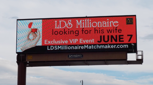 Ten billboards went up along I-15 that touted an LDS Millionaire looking for his wife. (Photo: Courtesy of LDS Matchmakers)