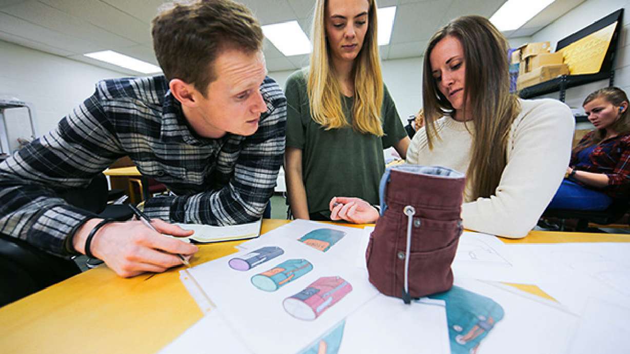 USU’s outdoor product design students invited to Outdoor Retailer to make chalk bags