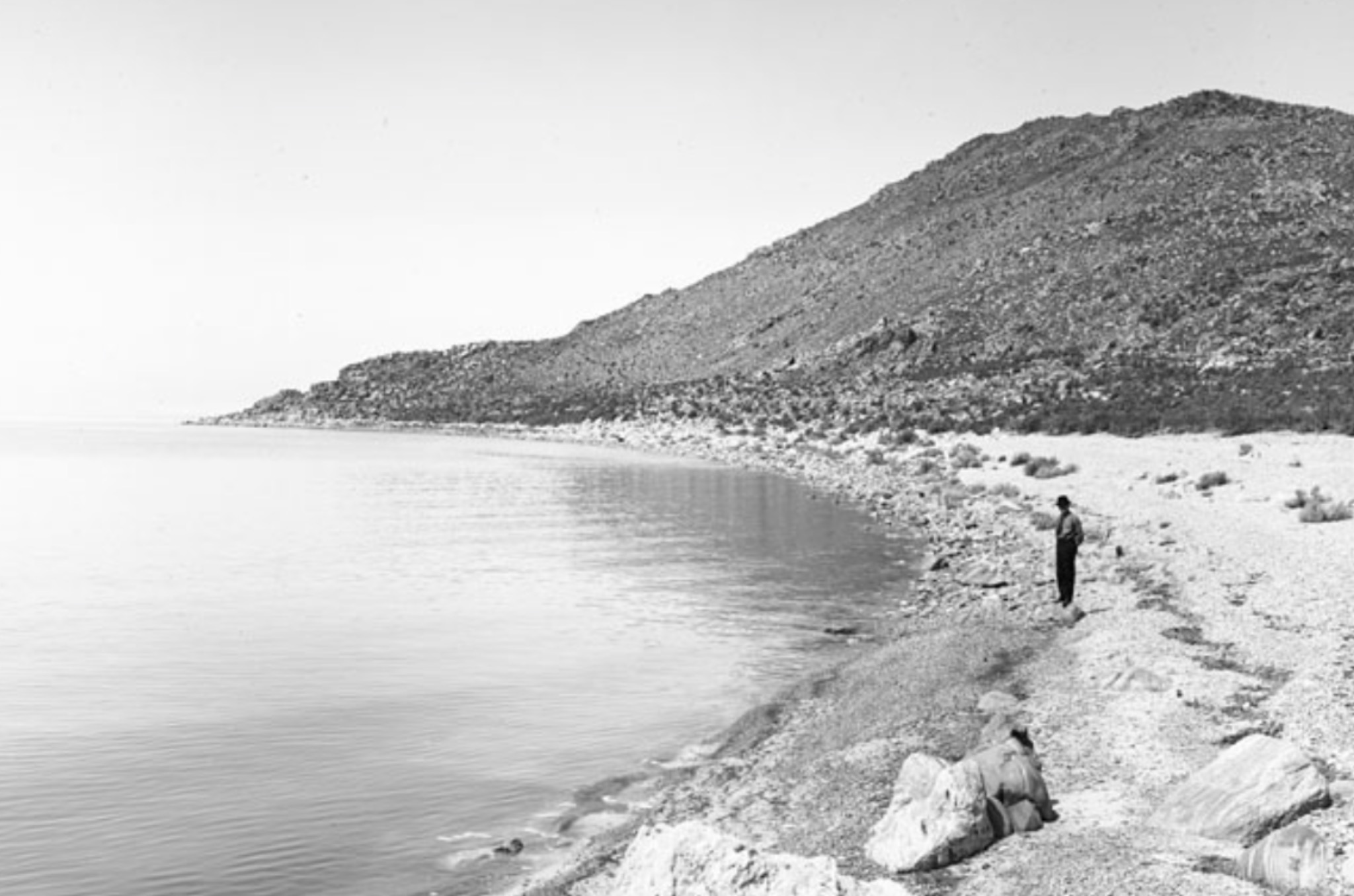 A man standing on the Antelope Island shoreline on April 2, 1910. The island wouldn't become a state park until Jan. 15, 1969. (Photo: Utah State History)