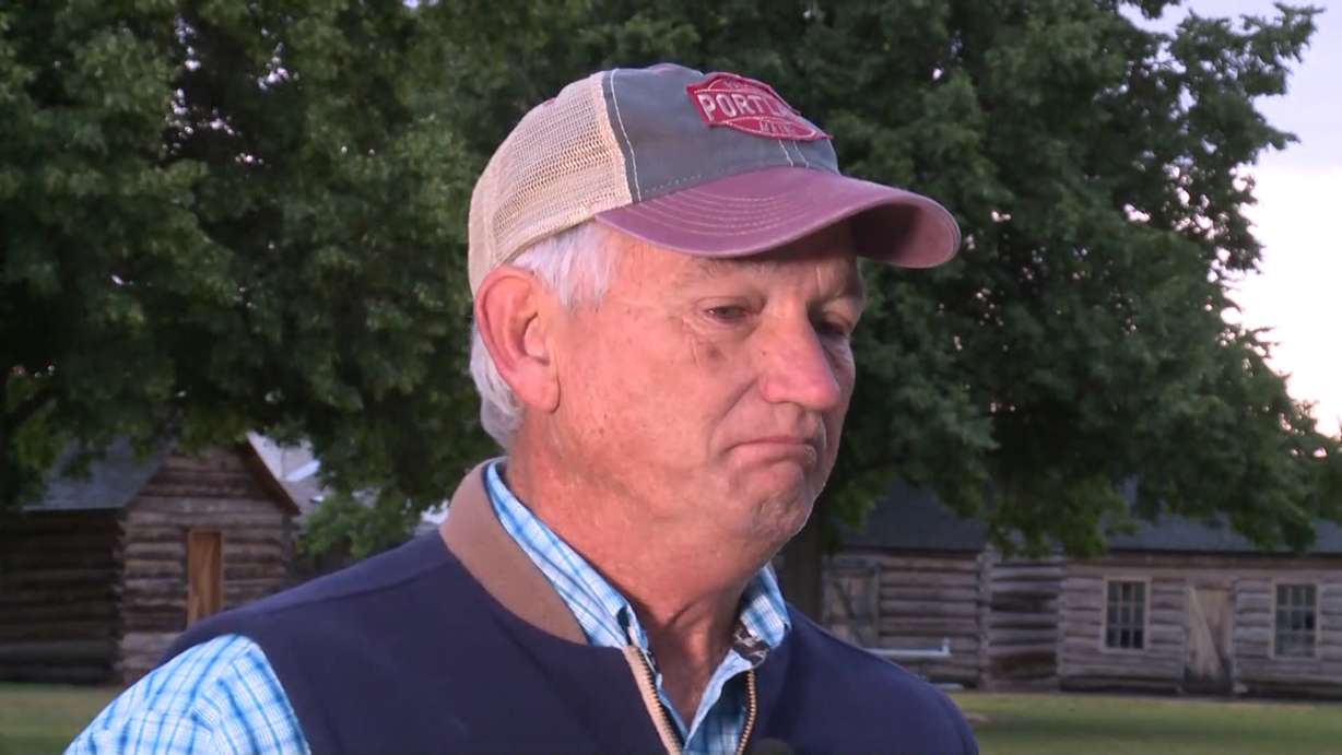 Scott Hartley, a bishop for The Church of Jesus Christ of Latter-day Saints and a chaperone at the event where the father and daughter were struck by lightning, chokes up as he talks about the accident. (Photo: KSL TV)