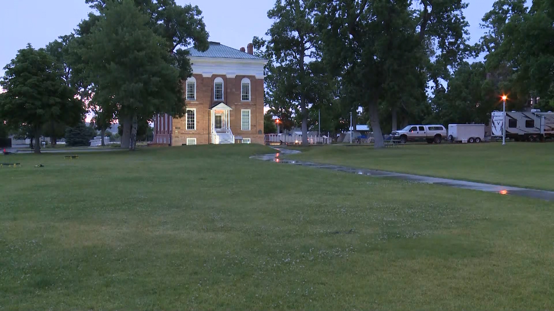 A father and daughter were struck by lightning outside the Territorial Statehouse State Park Museum Thursday, June 20, 2019. (Photo: KSL TV)
