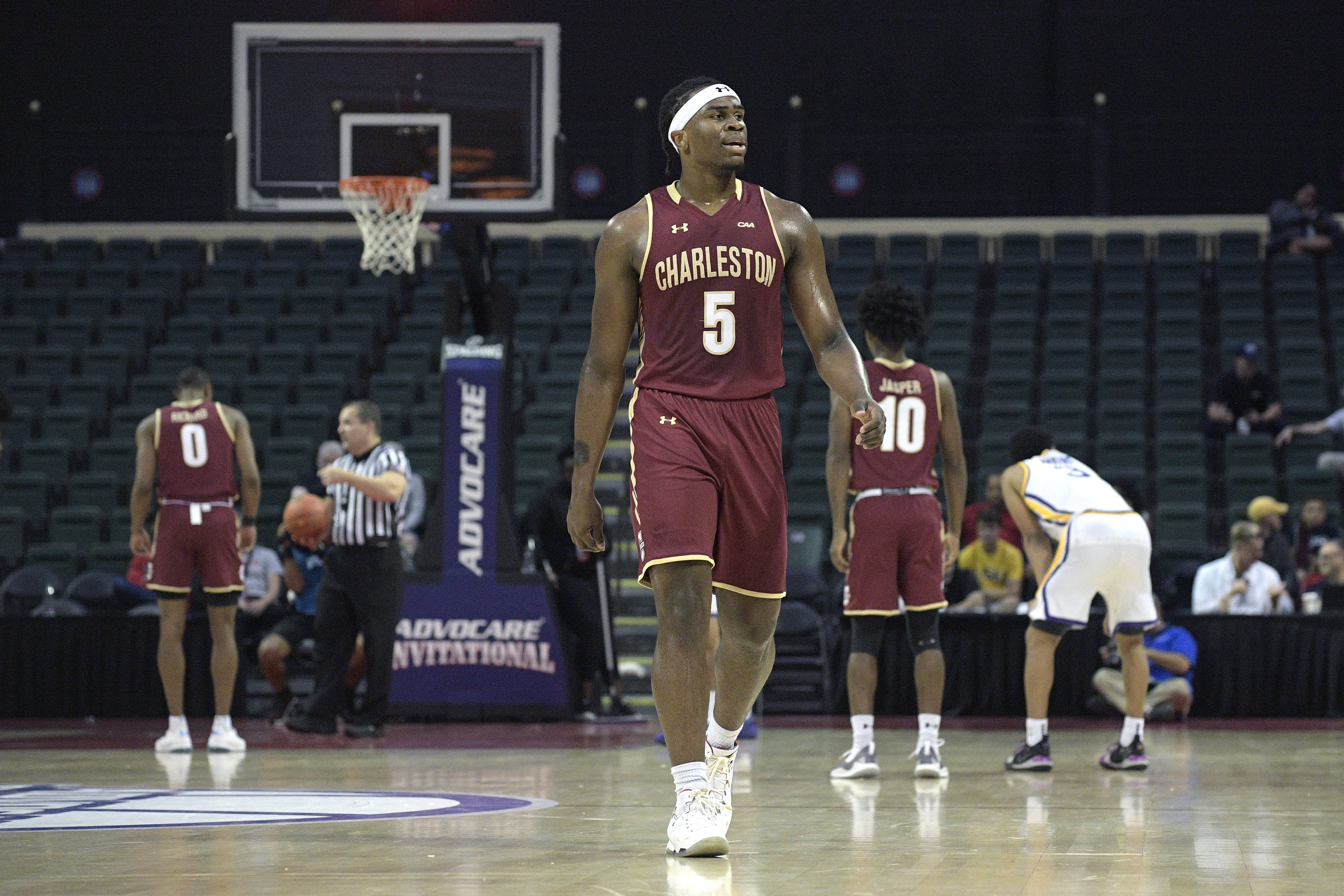 Charleston forward Jarrell Brantley (5) walks up the court during the first half of an NCAA college basketball game against LSU Thursday, Nov. 22, 2018, in Lake Buena Vista, Fla. (Photo: Phelan M. Ebenhack, AP)