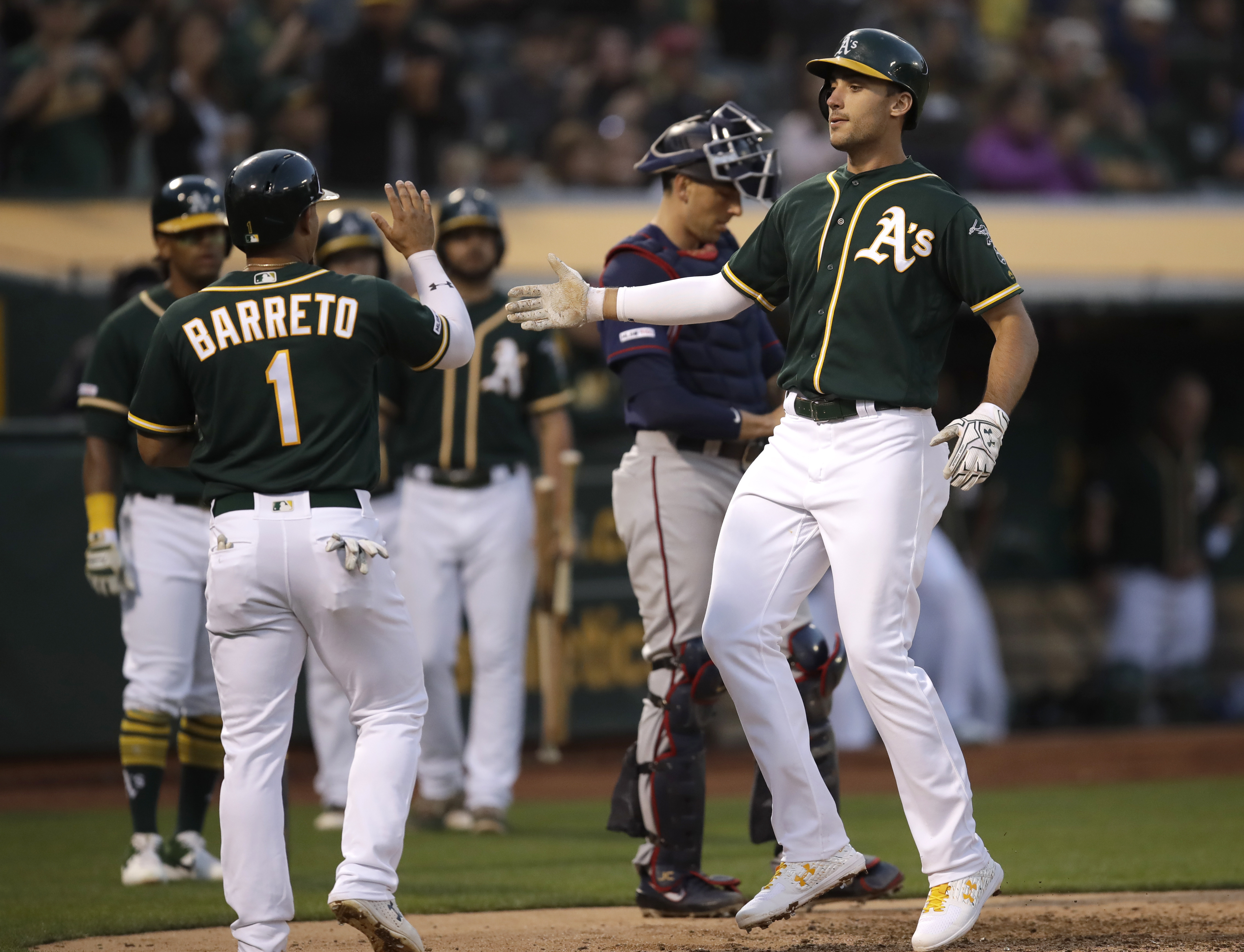 Herrmann grand debut leads Athletics past Twins 8-6