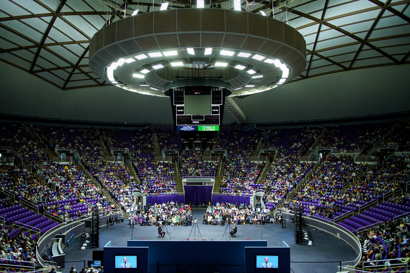 Attendees listen to a speaker at the Jehovah's Witnesses convention at the Dee Events Center in Ogden on Saturday, July 6, 2019. (Photo: Spenser Heaps, KSL)