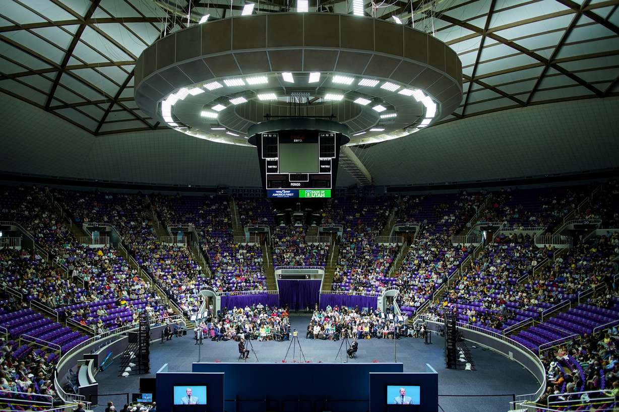 Attendees listen to a speaker at the Jehovah's Witnesses convention at the Dee Events Center in Ogden on Saturday, July 6, 2019. (Photo: Spenser Heaps, KSL)