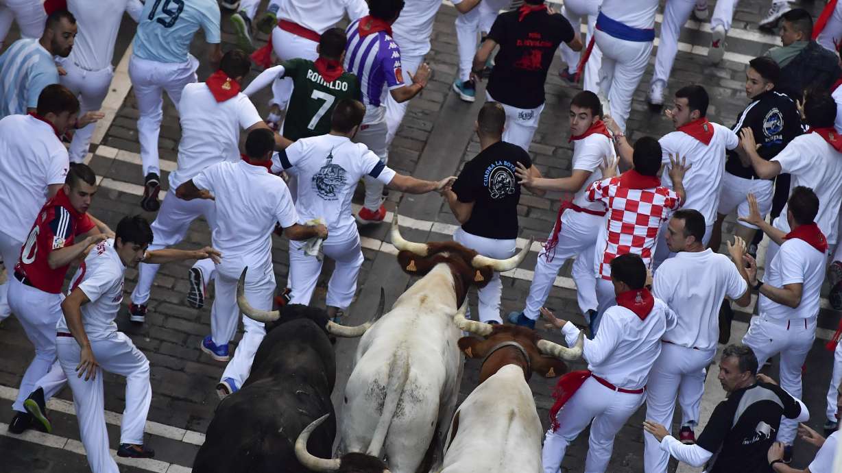 1 gored, 5 injured in race with bulls at Pamplona festival