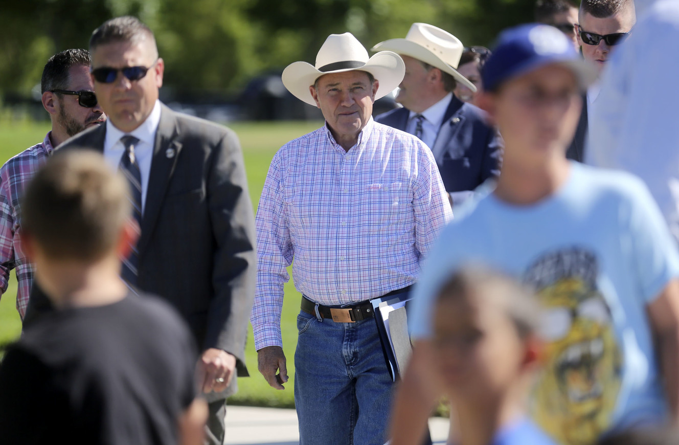 Gov. Gary Herbert arrives at a press conference to kick off Utah's rodeo week on the Capitol's south lawn in Salt Lake City on Tuesday, July 16, 2019. (Photo: Kristin Murphy, KSL)